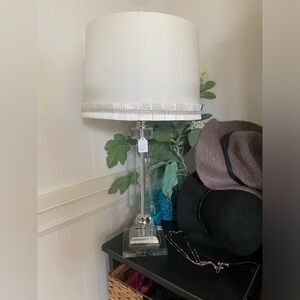 Glass lamp lantern shade with rhinestone shade large size white